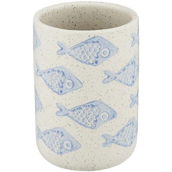 Wenko Zahnputzbecher Aquamarin Keramik Beige handbemalt günstig online kaufen