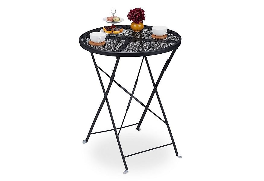 relaxdays Gartentisch Klappbarer Balkontisch schwarz günstig online kaufen