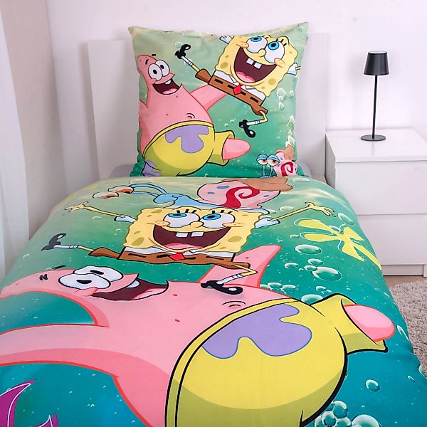 Baumwoll Wende Bettwäsche SpongeBob Renforce Multi Baumwolle B/L: ca. 135x2 günstig online kaufen