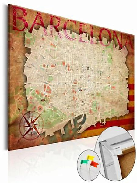 artgeist Pinnwand Bild Map of Barcelona [Cork Map] mehrfarbig Gr. 60 x 40 günstig online kaufen