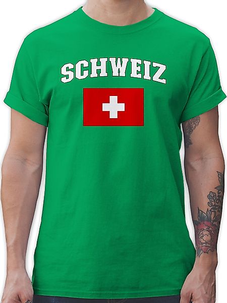 Shirtracer T-Shirt Schweiz Schriftzug mit Flagge, günstig online kaufen
