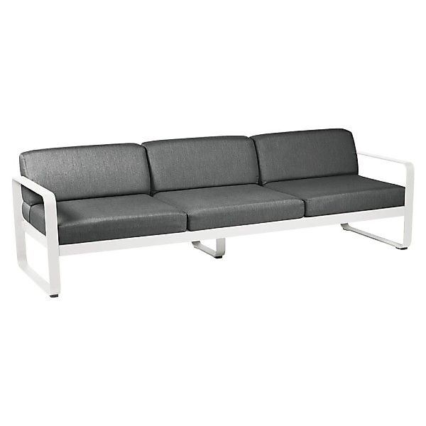 Bellevie 3-Sitzer Lounge-Sofa 01 Baumwollweiß A3 Graphitgrau günstig online kaufen