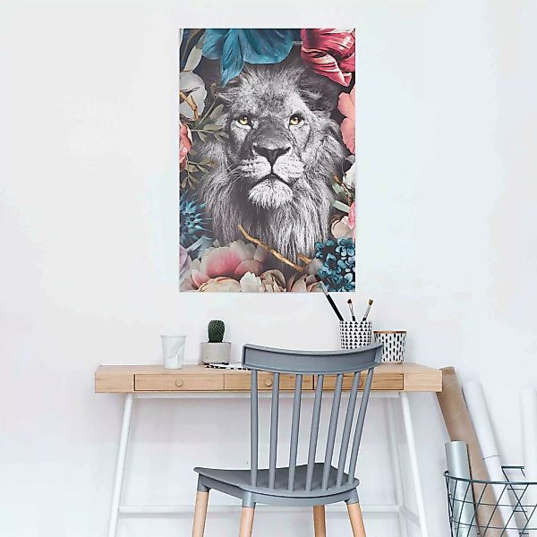 Reinders Poster "Löwe Blumenkranz - Pflanzen - Farbenfroh", (1 St.) günstig online kaufen
