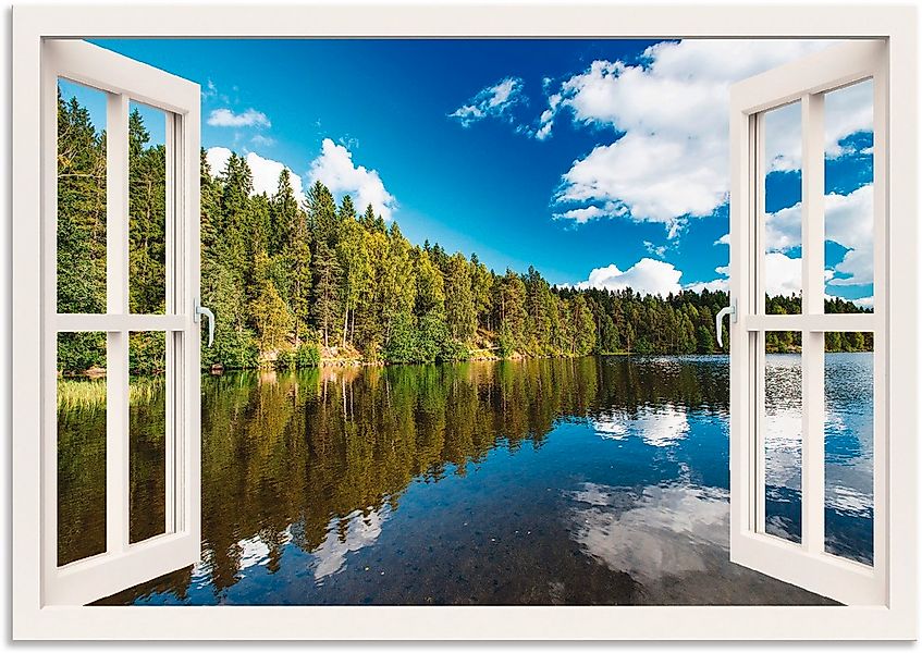 Artland Wandbild "Fensterblick Norwegische Landschaft", Fensterblick, (1 St günstig online kaufen