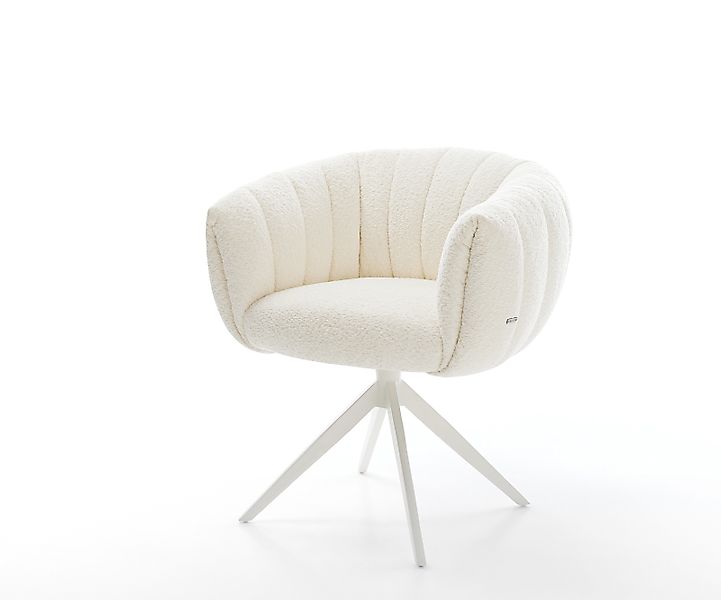 Drehstuhl Jada-Flex Bouclé Weiß Kreuzgestell breit Weiß 360° drehbar Wippfu günstig online kaufen