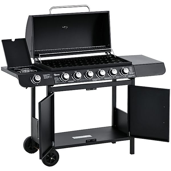 Outsunny Gasgrill Metall Schwarz 135L x 50B x 100H cm günstig online kaufen