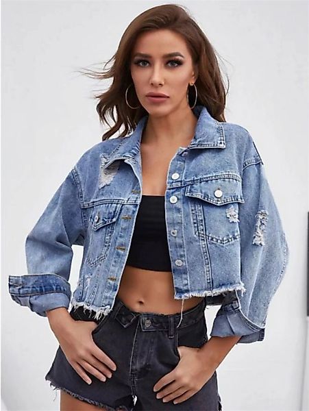 RUZU UG Jeansjacke Modische Damen-Jeans-Kurzjacke günstig online kaufen