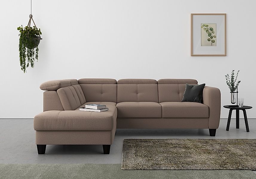 sit&more Ecksofa "Belluci L-Form" inklusive Federkern, wahlweise mit Bettfu günstig online kaufen