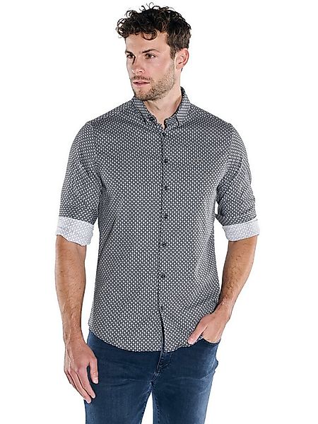 emilio adani Langarmhemd Herren Langarm-Hemd gemustert, Schwarz günstig online kaufen