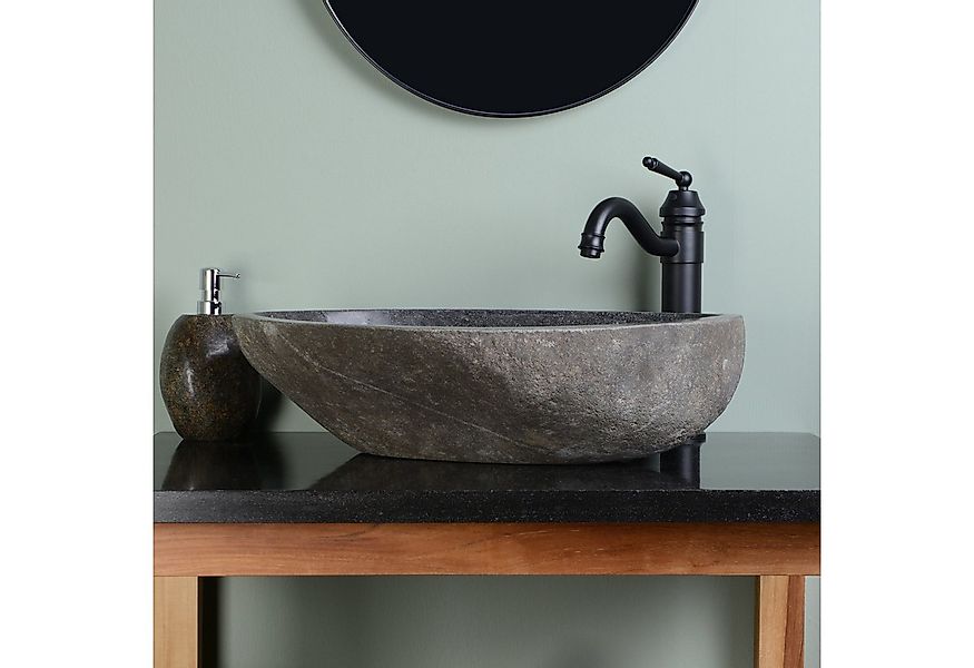 wohnfreuden Aufsatzwaschbecken Naturstein Waschbecken ca. 60 cm oval (Kein günstig online kaufen