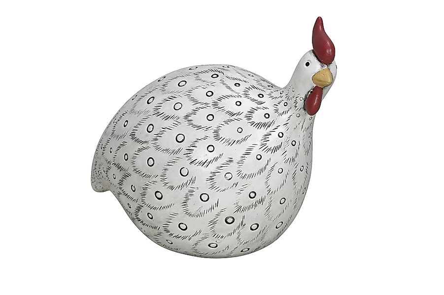 finehomegarden Dekofigur Perlhuhn Huhn weiss/schwarz Ø23x13cm günstig online kaufen