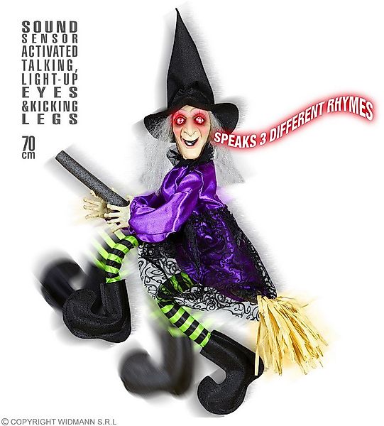 Widmann S.r.l. Dekoobjekt Sprechende Hexe mit strampelnden Beinen und Leuch günstig online kaufen