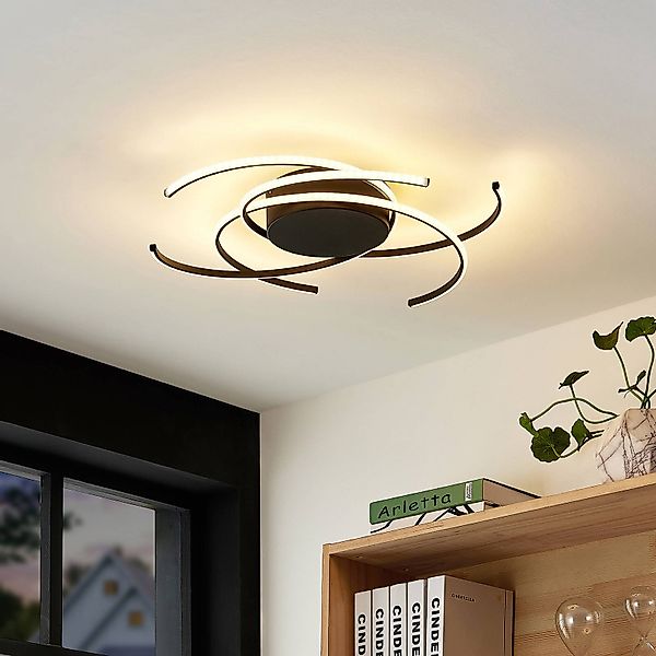 Lindby LED-Deckenleuchte, Hamza, Ø 49 cm, schwarz, Aluminium günstig online kaufen