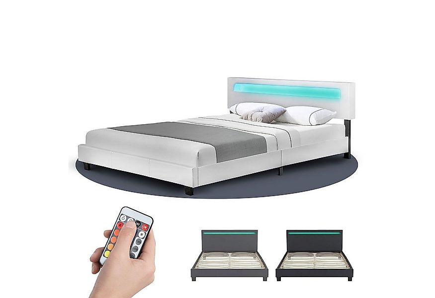 Juskys Polsterbett Paris, 180x200 cm, bunte LED-Beleuchtung, Kunstleder, we günstig online kaufen