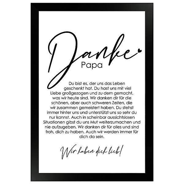 WANDStyle Bild mit Rahmen Danke Papa, günstig online kaufen