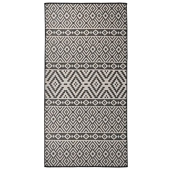 vidaXL Outdoor-Teppich Flachgewebe 100x200 cm Schwarz Gestreift 340850 günstig online kaufen