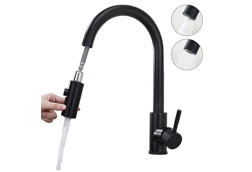 HOMELODY Spültischarmatur Küchenarmatur mit 2 Strahlarten Wasserhahn Küche günstig online kaufen