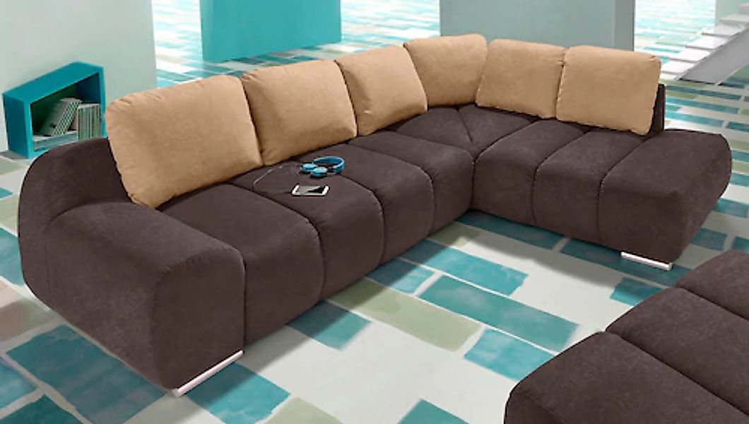 Home affaire Ecksofa »Bono L-Form« mit Ottomane, wahlweise mit Bettfunktion günstig online kaufen