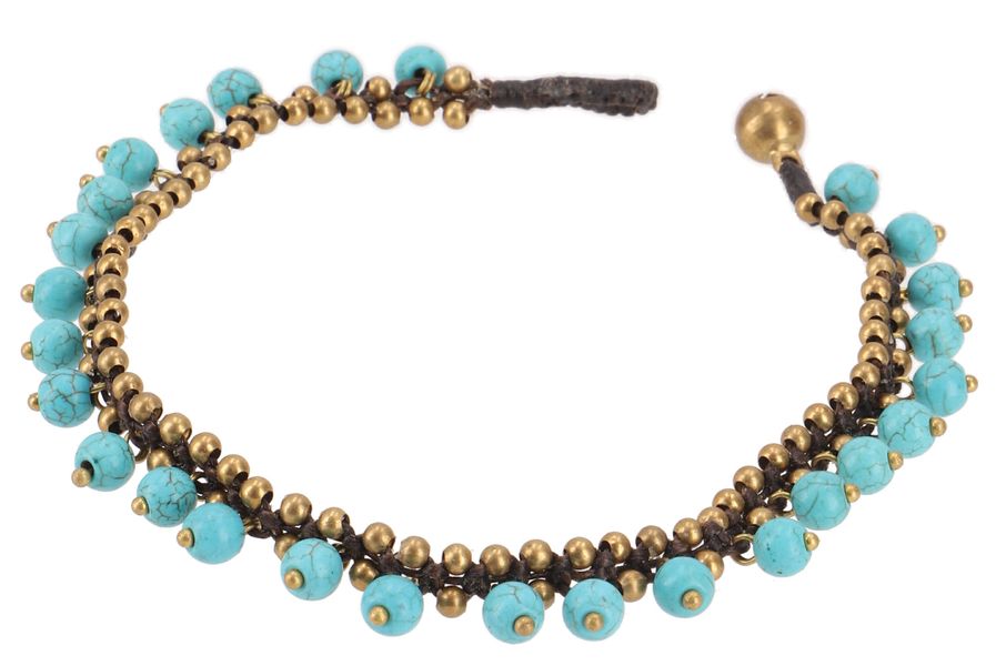 Guru-Shop Fußkette Fußkette Makramee mit Glöckchen, günstig online kaufen