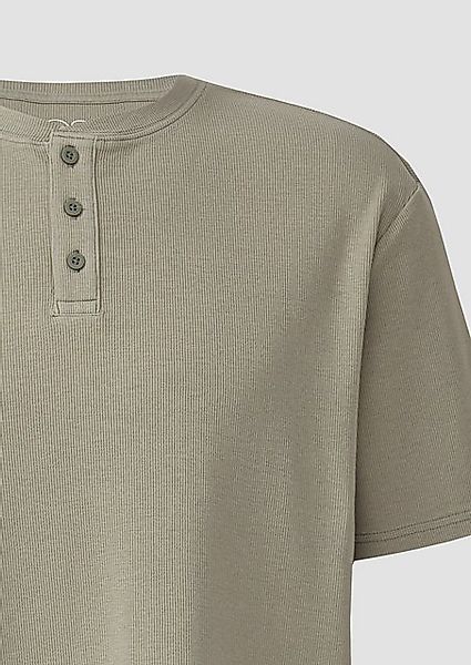 QS Kurzarmshirt Henley Shirt mit Rippstruktur günstig online kaufen