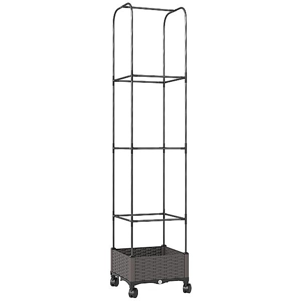 Outsunny Hochbeet mit Rankgitter mobiler Blumenkasten mit Rolle Abflussloch günstig online kaufen