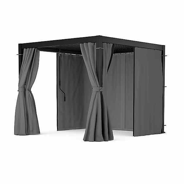 Blumfeldt LuminaHaven Pergola Gartenpavillon 3x3 m mit Vorhängen und Moskit günstig online kaufen