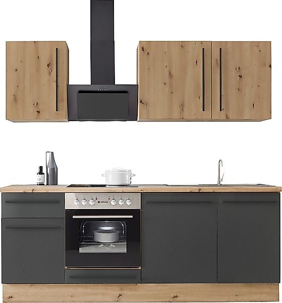 KOCHSTATION Küchenzeile »Florida mit 38mm starker Arbeitsplatte« Breite 220 günstig online kaufen