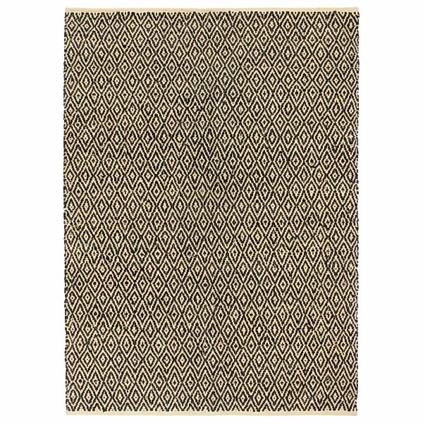 Handgewebter Chindi-teppich Leder Baumwolle 160x230cm Schwarz günstig online kaufen