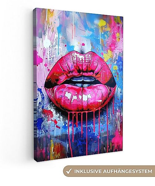 OneMillionCanvasses® Leinwandbild Graffiti - Lippen - Hellrosa - Gemalt, Fo günstig online kaufen