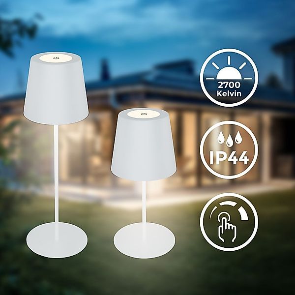B.K.Licht Tischleuchte Akku LED Tischlampe weiß günstig online kaufen