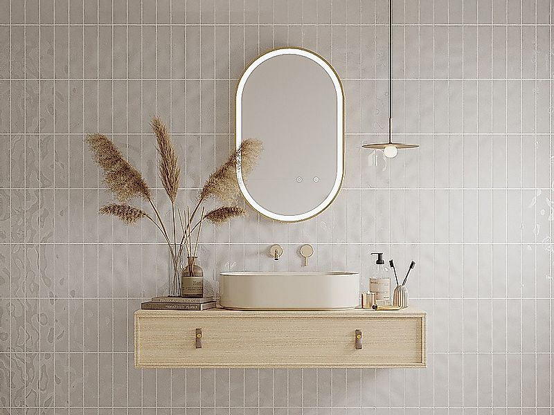 Badezimmerspiegel oval mit Beleuchtung - beschlagfrei - 50 x 80 cm - Goldfa günstig online kaufen