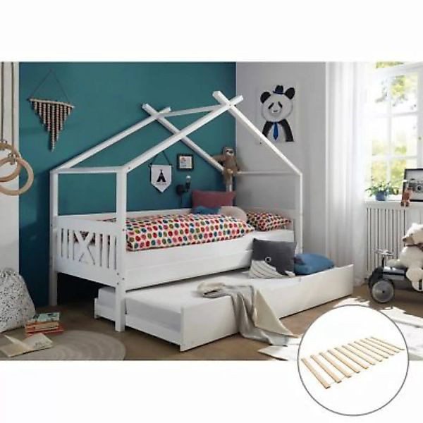 Lomadox Funktionsbett Kinderbett Hausbett 90x200 cm LUANA-78 aus Kiefer mas günstig online kaufen