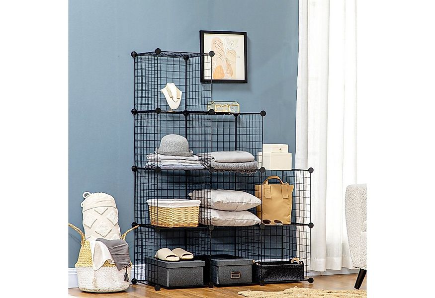 HOMCOM Steckregal Steckregal aus Stahldraht, DIY Würfelregal, 9 Fächer, Sch günstig online kaufen