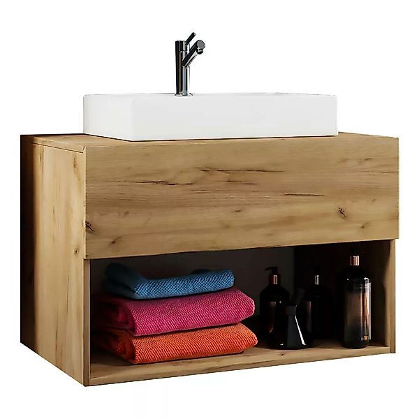 Waschtischschrank Holzoptik mit einer Schublade Push to open Funktion günstig online kaufen
