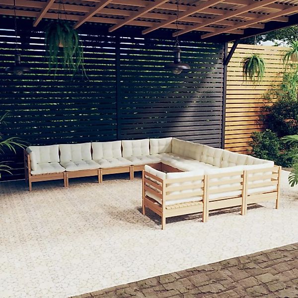 11-tlg. Garten-lounge-set Mit Kissen Honigbraun Kiefernholz günstig online kaufen