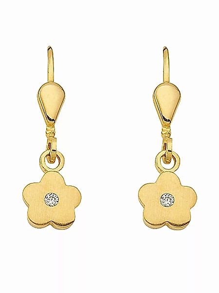 Adelia´s Paar Ohrhänger "333 Gold Ohrringe Ohrhänger Blüte", mit Zirkonia G günstig online kaufen