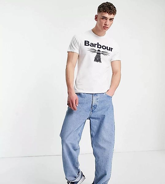 Barbour Beacon – T-Shirt mit großem Logo in Weiß – exklusiv bei ASOS günstig online kaufen