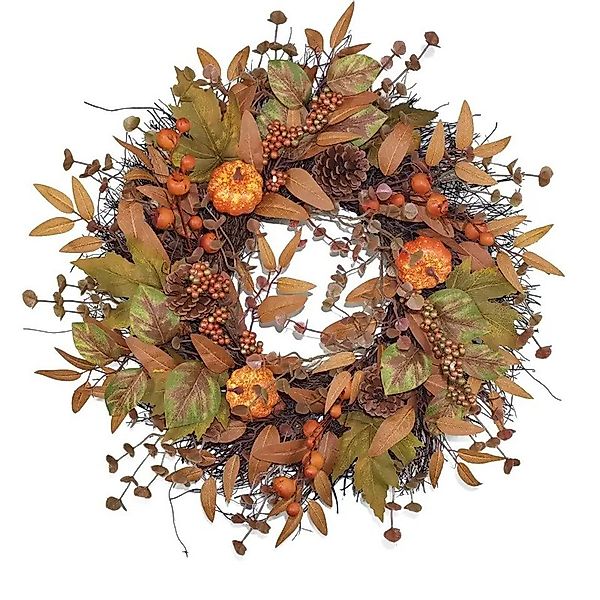 Kunstkranz 45/55 cm Herbstkranz, Herbstfarben Kürbis günstig online kaufen