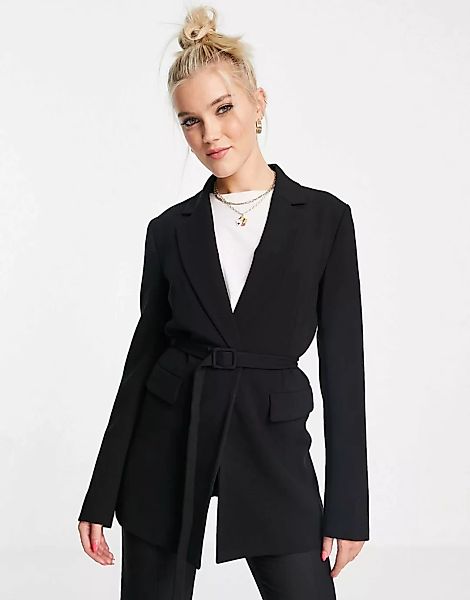 French Connection – Elegante Jacke in Schwarz mit Taillengürtel, Kombiteil günstig online kaufen