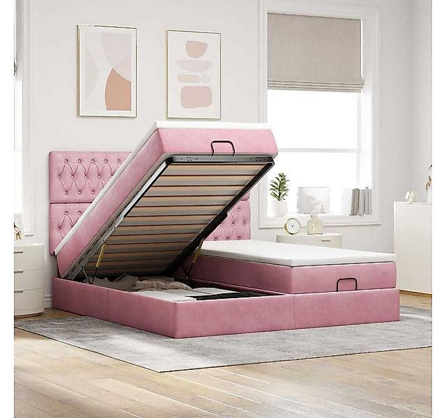 vidaXL Bett, Ottoman-Bett mit Matratzen & LEDs Rosa 180x200 cm Samt günstig online kaufen