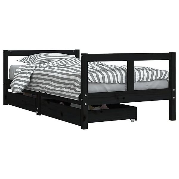 vidaXL Kinderbett, Jugendbett mit Schubladen Schwarz 80x160 cm Massivholz K günstig online kaufen