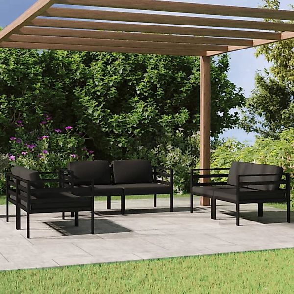 Vidaxl 6-tlg. Garten-lounge-set Mit Kissen Aluminium Anthrazit günstig online kaufen