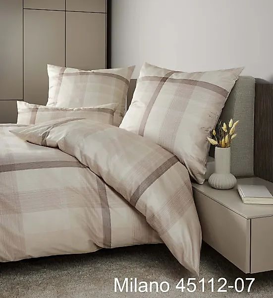 Janine Janine Mako-Satin Bettwäsche MILANO 45112 braun beige Größe:  80x80 günstig online kaufen