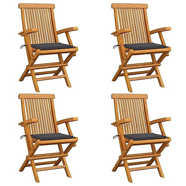 vidaXL Gartenstühle mit Anthrazit Kissen 4 Stk Massivholz Teak 3065617 günstig online kaufen