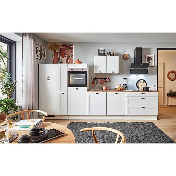 pino Küchenzeile 360 cm Weiß matt Anschlag,inks 1 Geräte-, 1 Apothekerschra günstig online kaufen