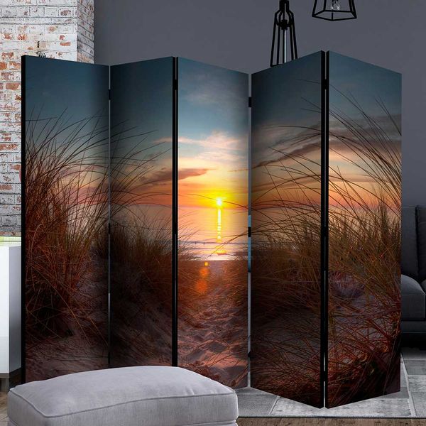 Paravent Raumteiler mit Strand Motiv Sonnenuntergang günstig online kaufen