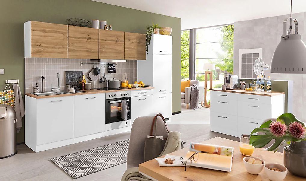 KOCHSTATION Küchenzeile "KS-Kehl", mit E-Geräten, Breite 330 cm, inkl. Kühl günstig online kaufen