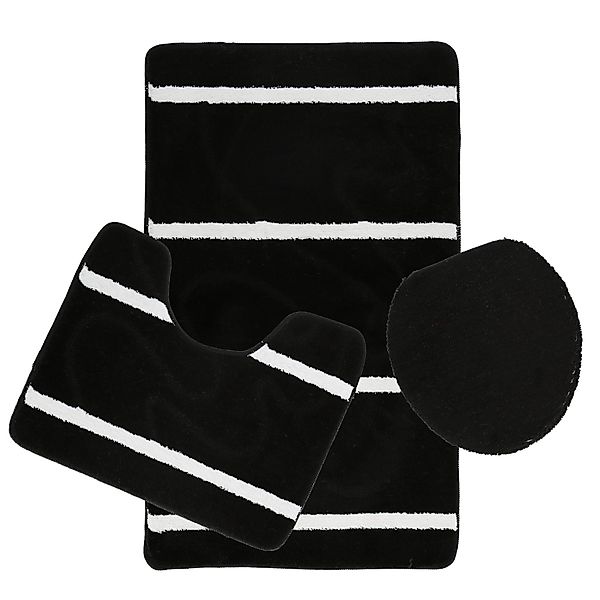 Almina Badematte 3-Teilig Bad Garnitur Badvorleger Kleine Streifenmuster ru günstig online kaufen