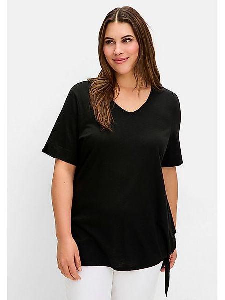 Sheego T-Shirt Große Größen mit Knotendetail am Saum günstig online kaufen