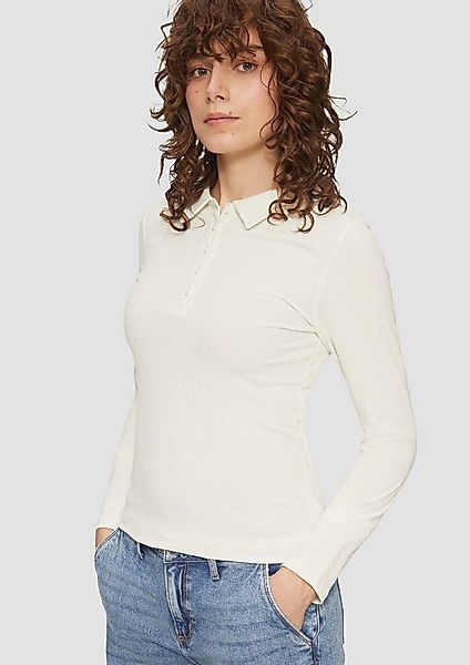 QS Langarmshirt T-Shirt Schmal geschnittenes Rippshirt mit Polokragen günstig online kaufen
